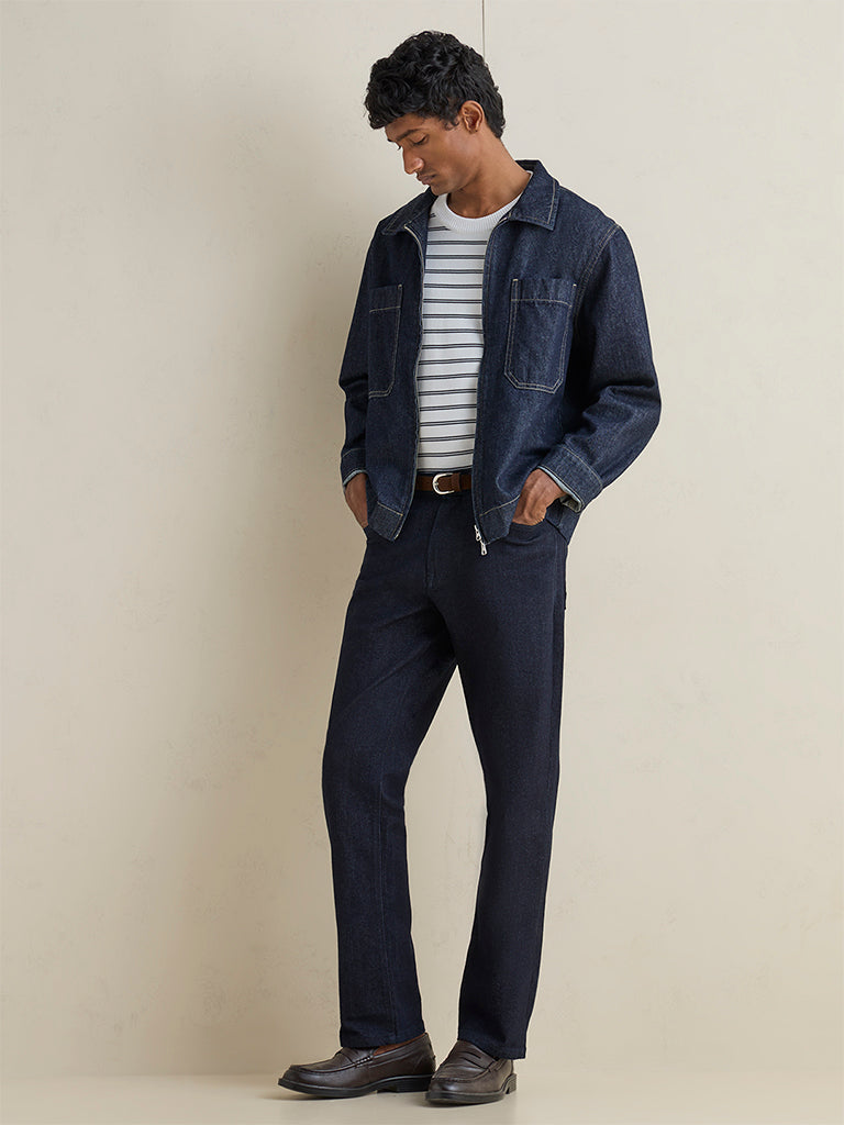 Ascot Navy Relaxed-Fit Mid-Rise Jeans