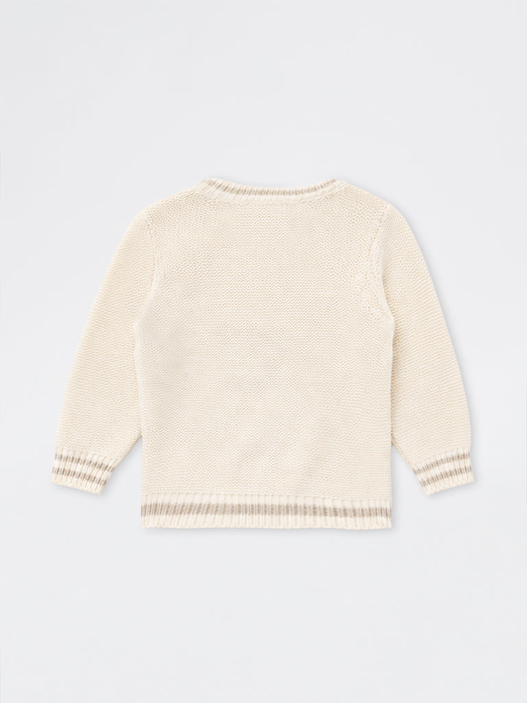 HOP Baby Boys Off-White Koala Design Cotton Sweater
