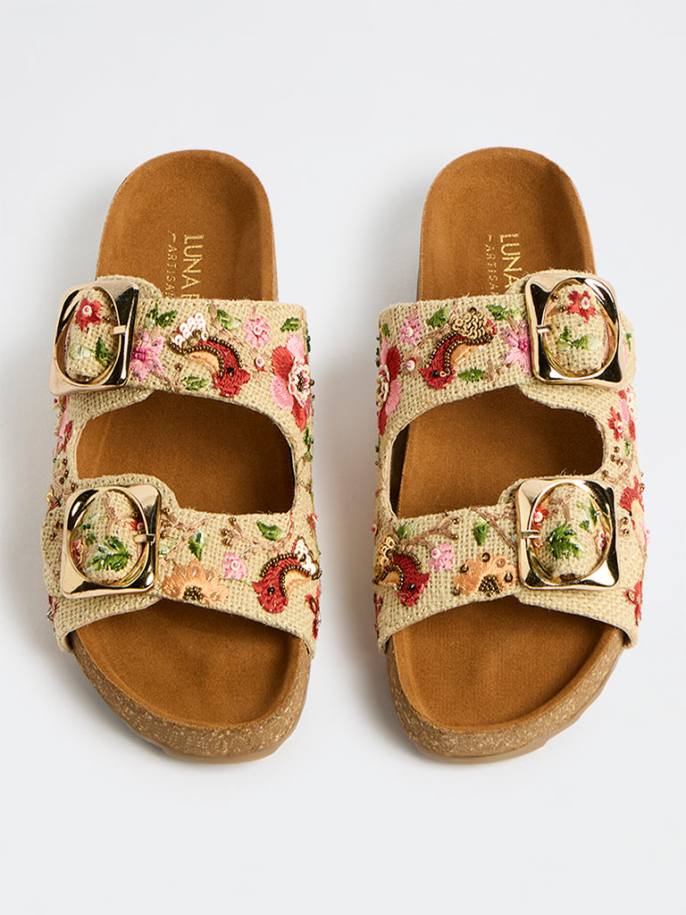 LUNA BLU Brown Floral Sandals