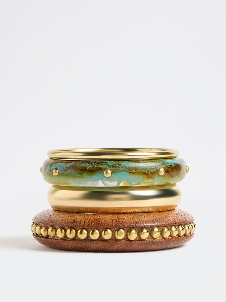 Westside Accessories Multicolour Resin and Metal Bangles - Pack of 4