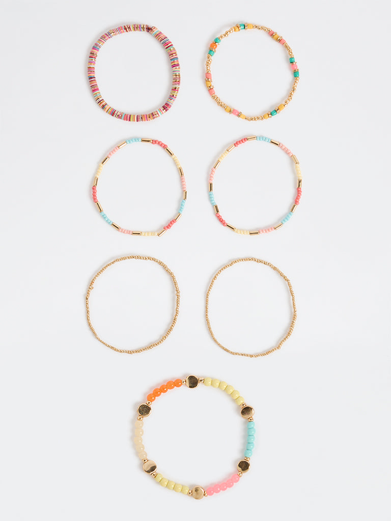 Westside Accessories Multicolour Beaded Stack Bracelets - Pack of 7