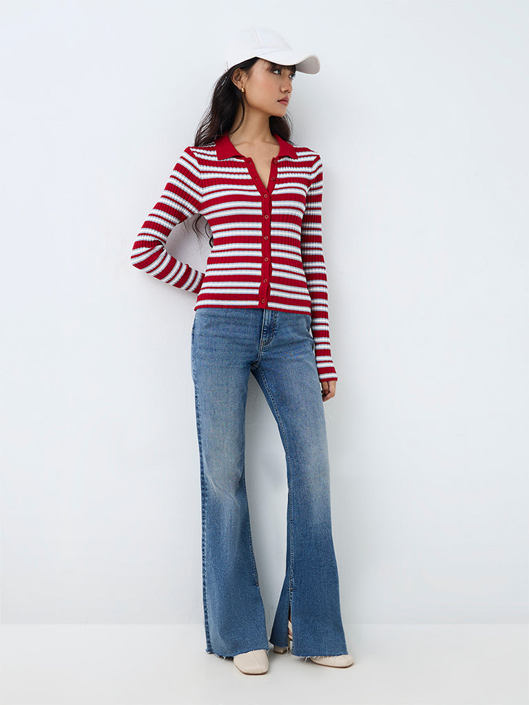 Nuon Blue Wash High-Waist Bootcut Jeans