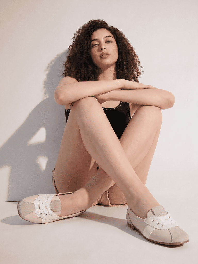 LUNA BLU Ivory Suede Ballerinas