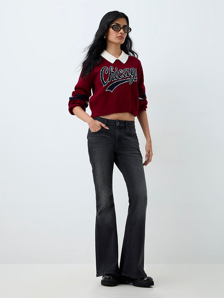 Nuon Black Wash High-Waist Bootcut Jeans
