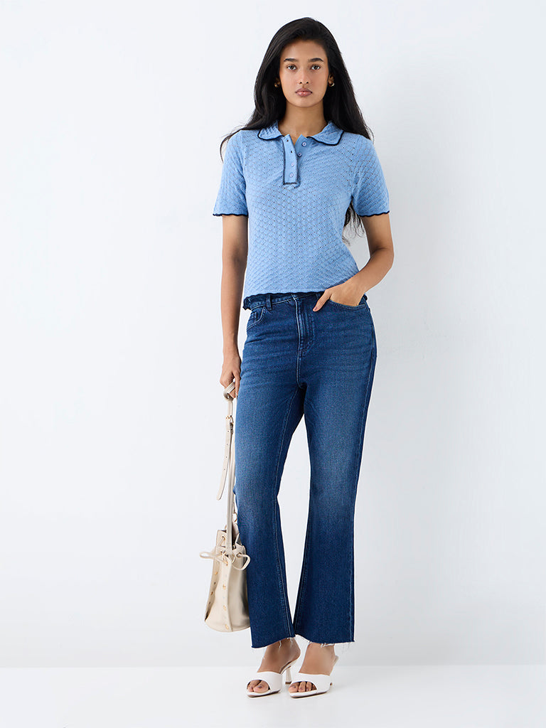 LOV Blue Mid-Wash High-Rise Flared Jeans