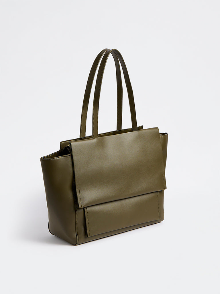 Westside Accessories Olive Flap Design Tote Bag