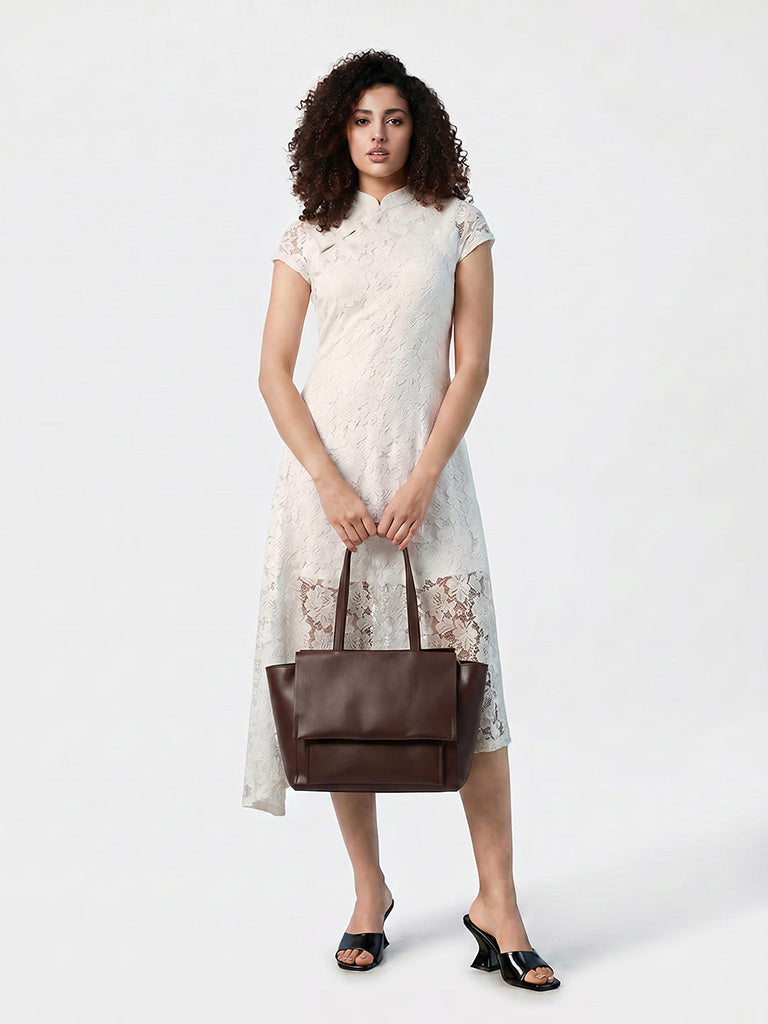 Westside Accessories Dark Brown Flap Design Tote Bag