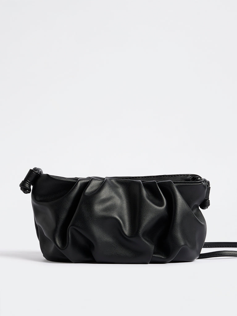 Westside Black Pleated Sling Bag