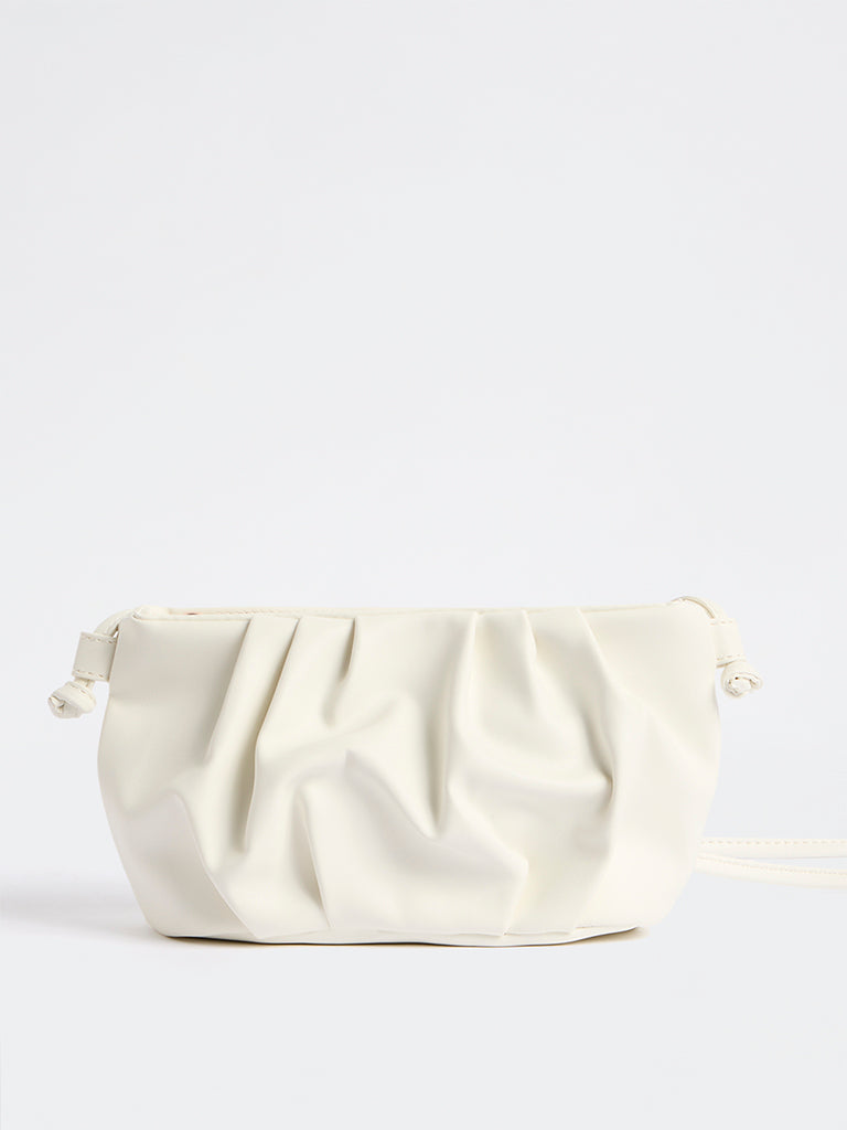Westside White Pleated Sling Bag