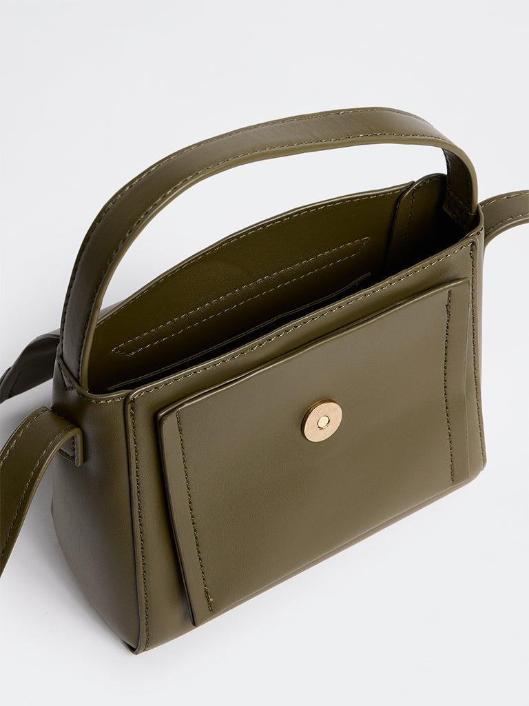 Westside Accessories Olive Flap Design Crossbody Sling Bag