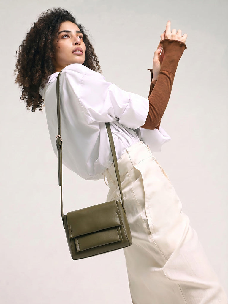 Westside Accessories Olive Flap Design Crossbody Sling Bag