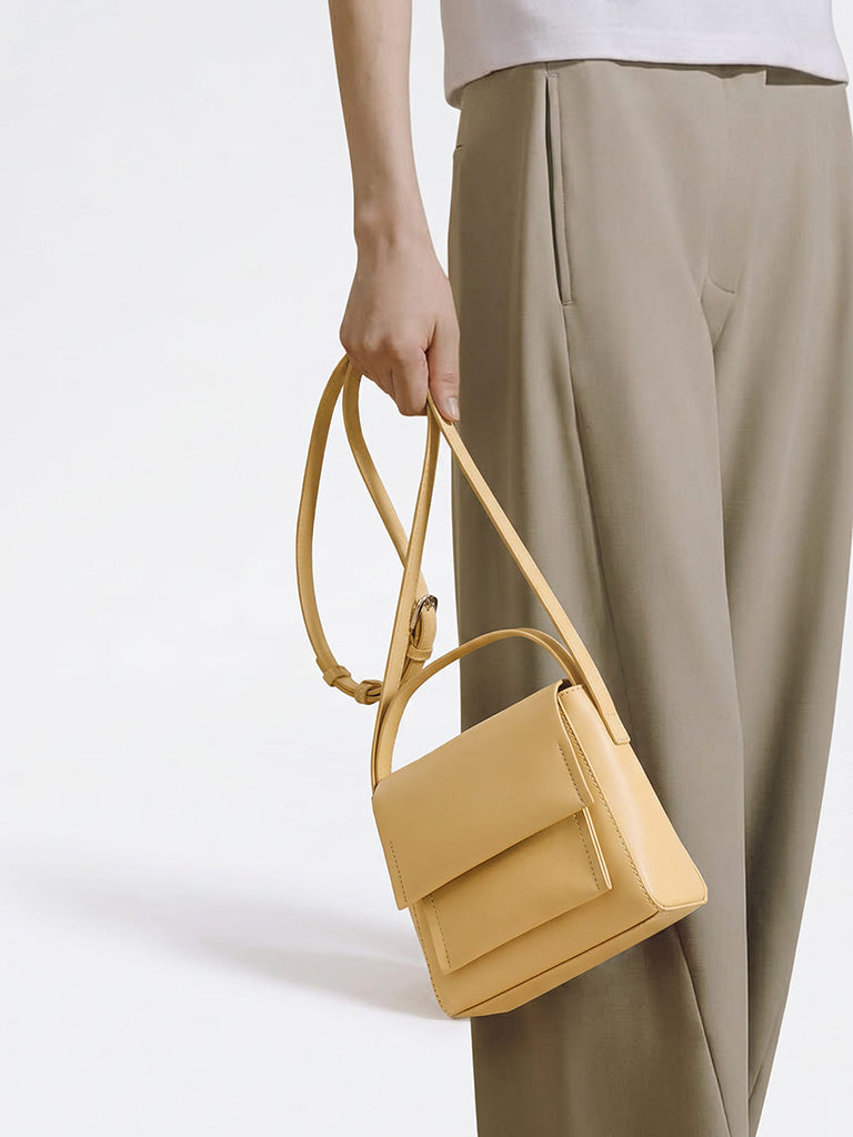 Westside Accessories Yellow Flap Detail Crossbody Sling Bag