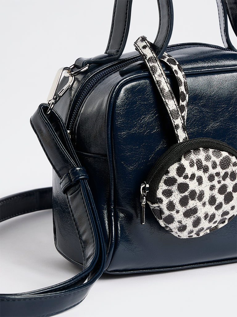 Westside Navy Textured Sling Bowling Bag with Pouch