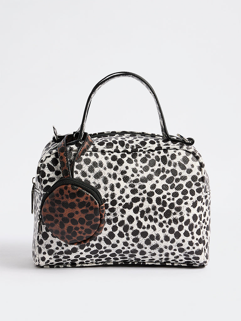 Westside Black and White Animal Printed Sling Bowling Bag with Pouch