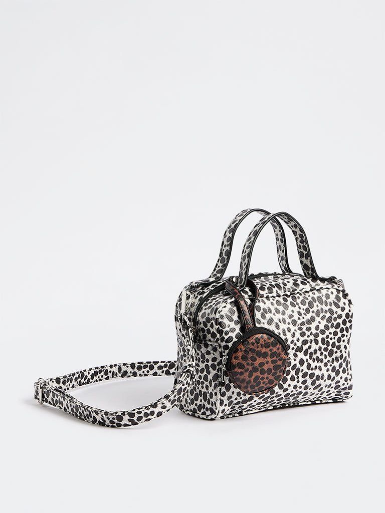 Westside Black and White Animal Printed Sling Bowling Bag with Pouch