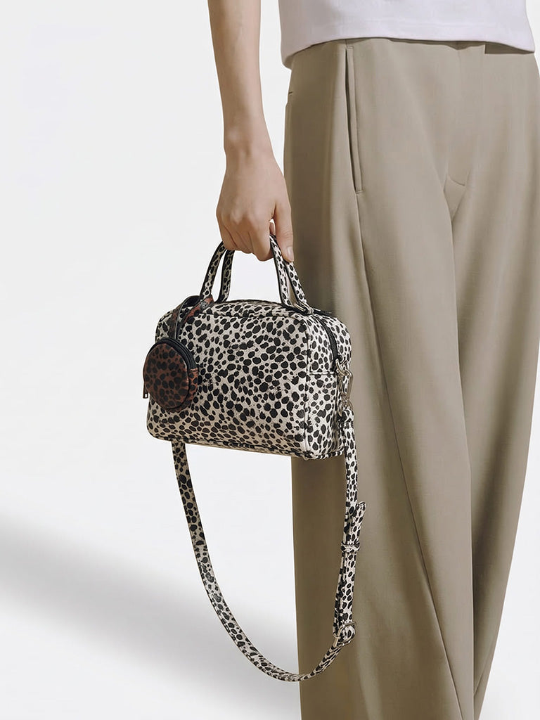 Westside Black and White Animal Printed Sling Bowling Bag with Pouch
