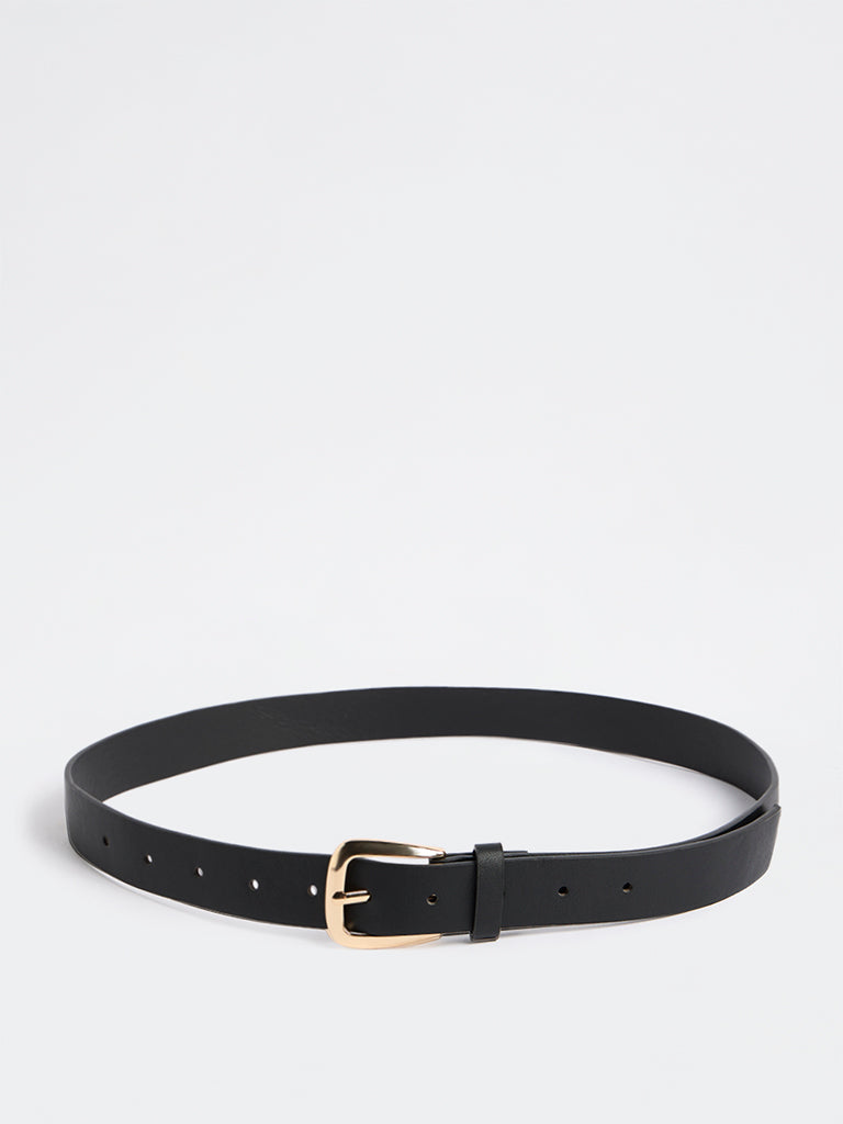 Westside Accessories Black Gold-Toned Buckle Belt
