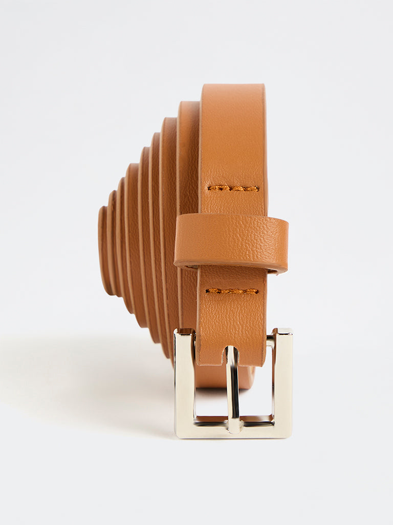 Westside Accessories Tan Square Buckle Belt