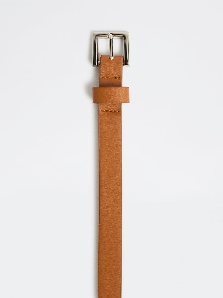 Westside Accessories Tan Square Buckle Belt