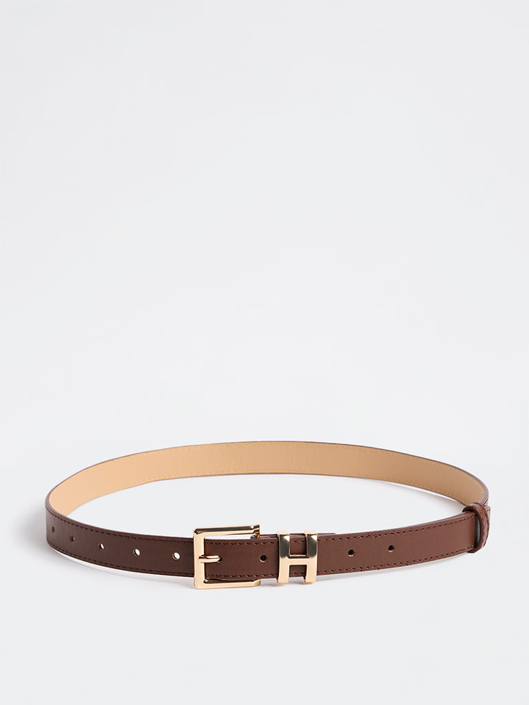 Westside Accessories Brown H-Buckle Belt