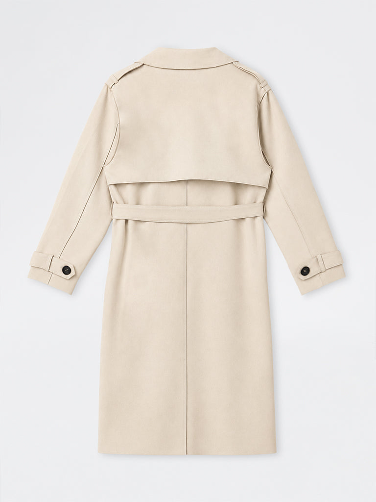 Gia Ivory Suede Trench Jacket with Belt