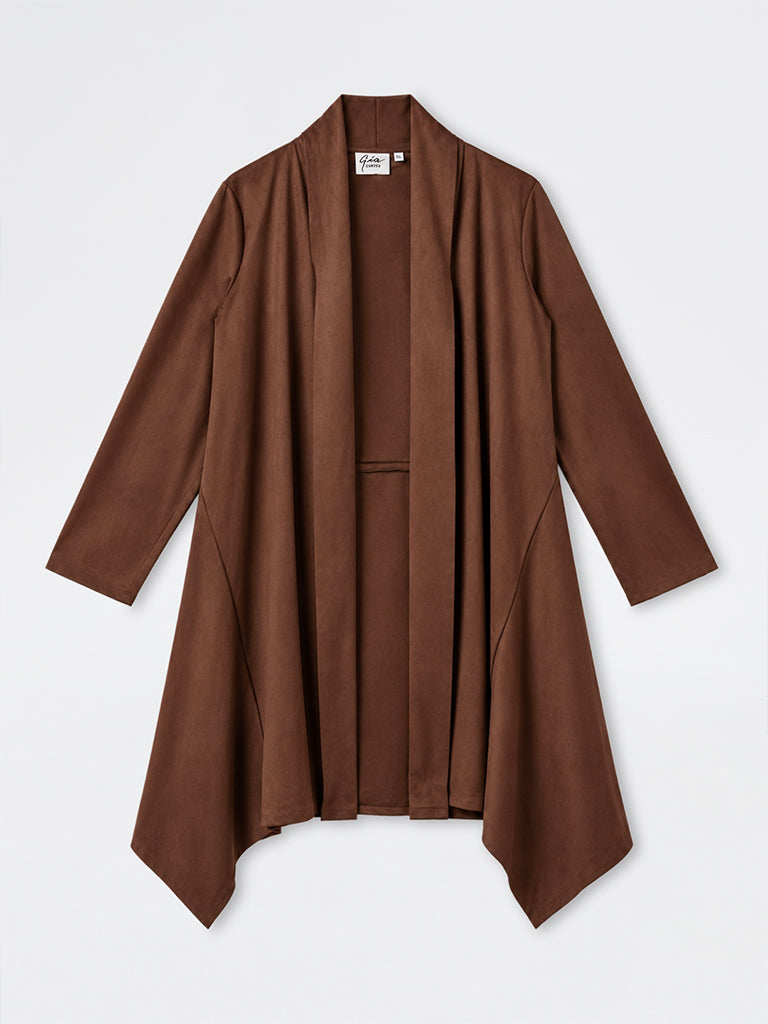 Gia Dark Brown Suede Cardigan