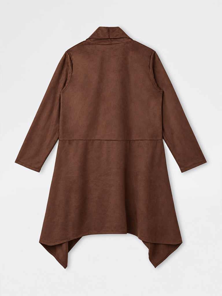 Gia Dark Brown Suede Cardigan