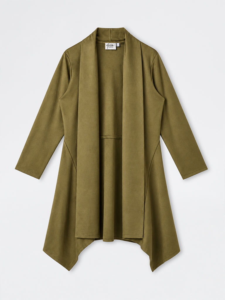 Gia Olive Suede Cardigan
