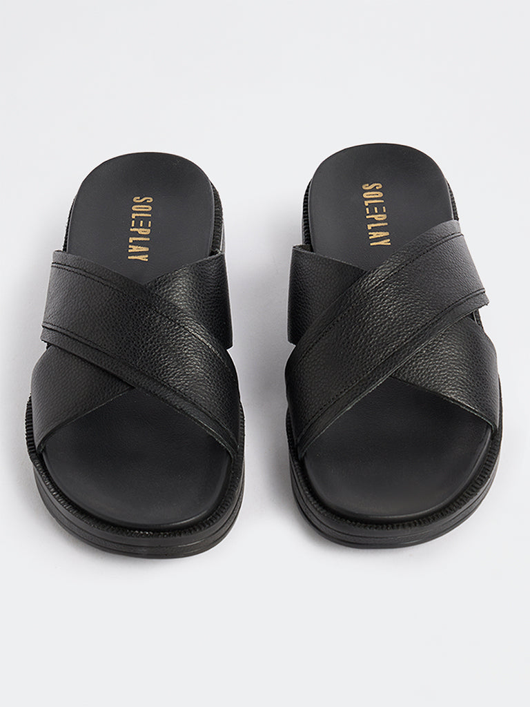 SOLEPLAY Black Criss-Cross Strap Sandals