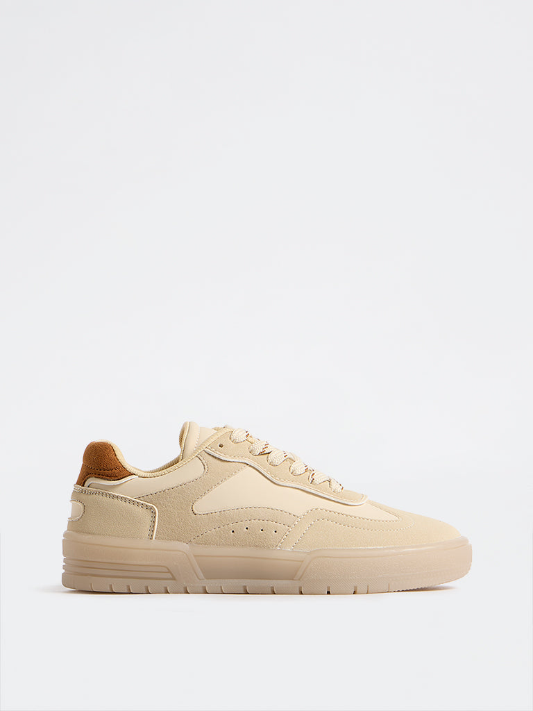 LUNA BLU Beige Lace-Up Sneakers
