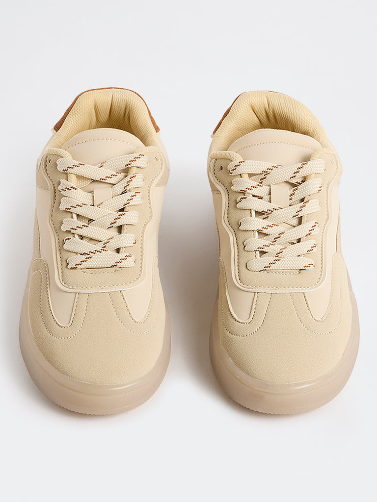 LUNA BLU Beige Lace-Up Sneakers