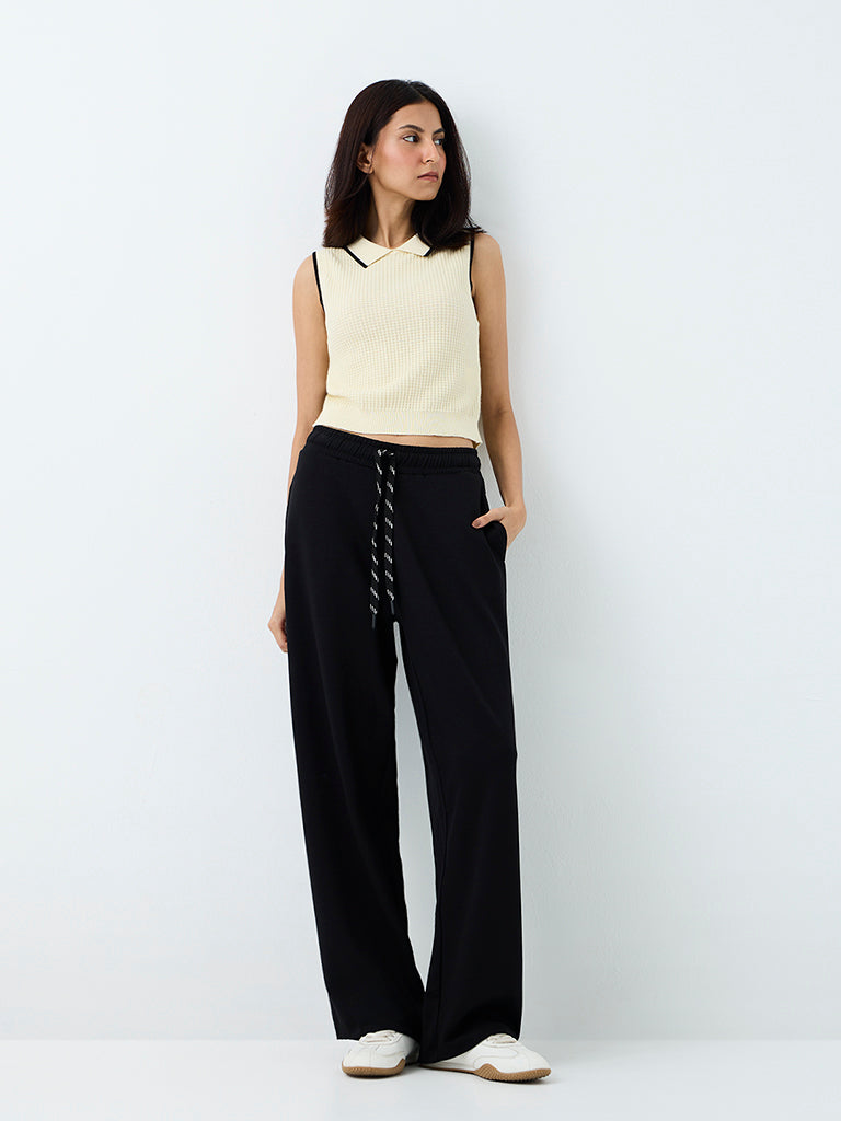 Nuoflexx Cream Waffle-Textured Cotton Top