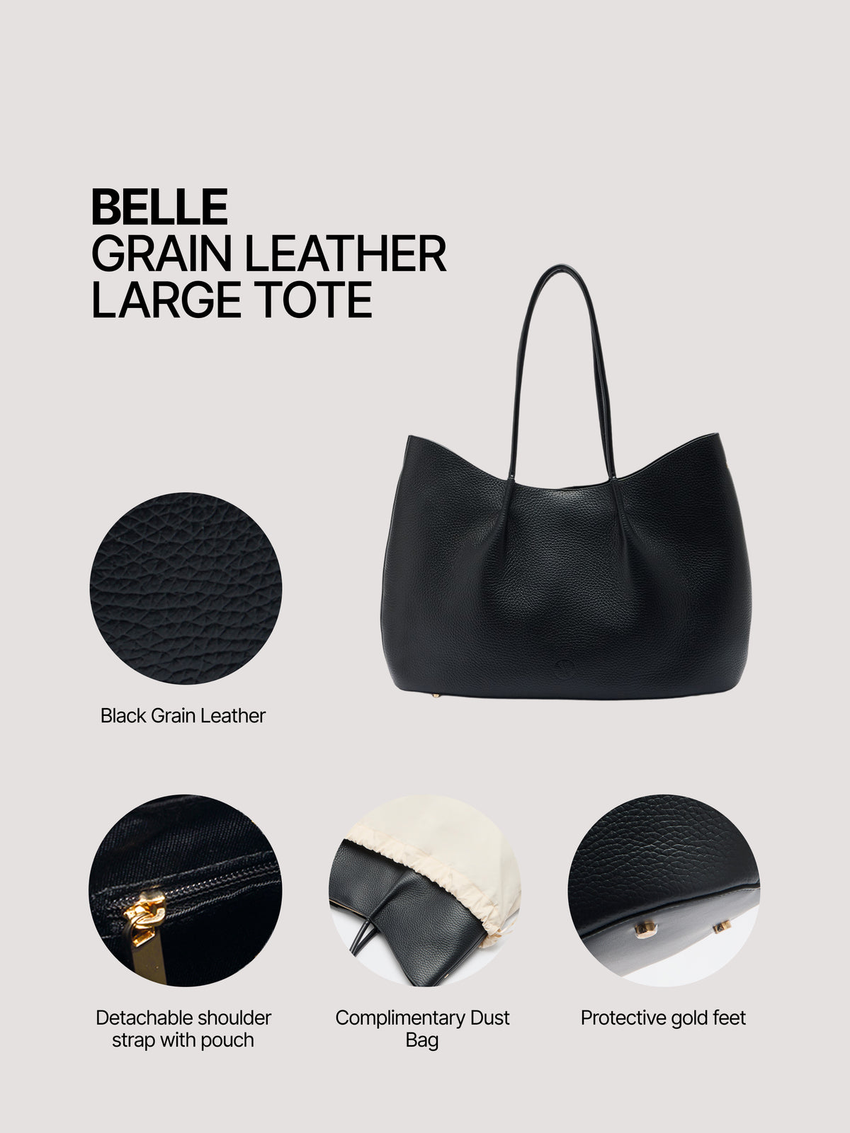 Pome Luxe Belle Grain Leather Large Tote