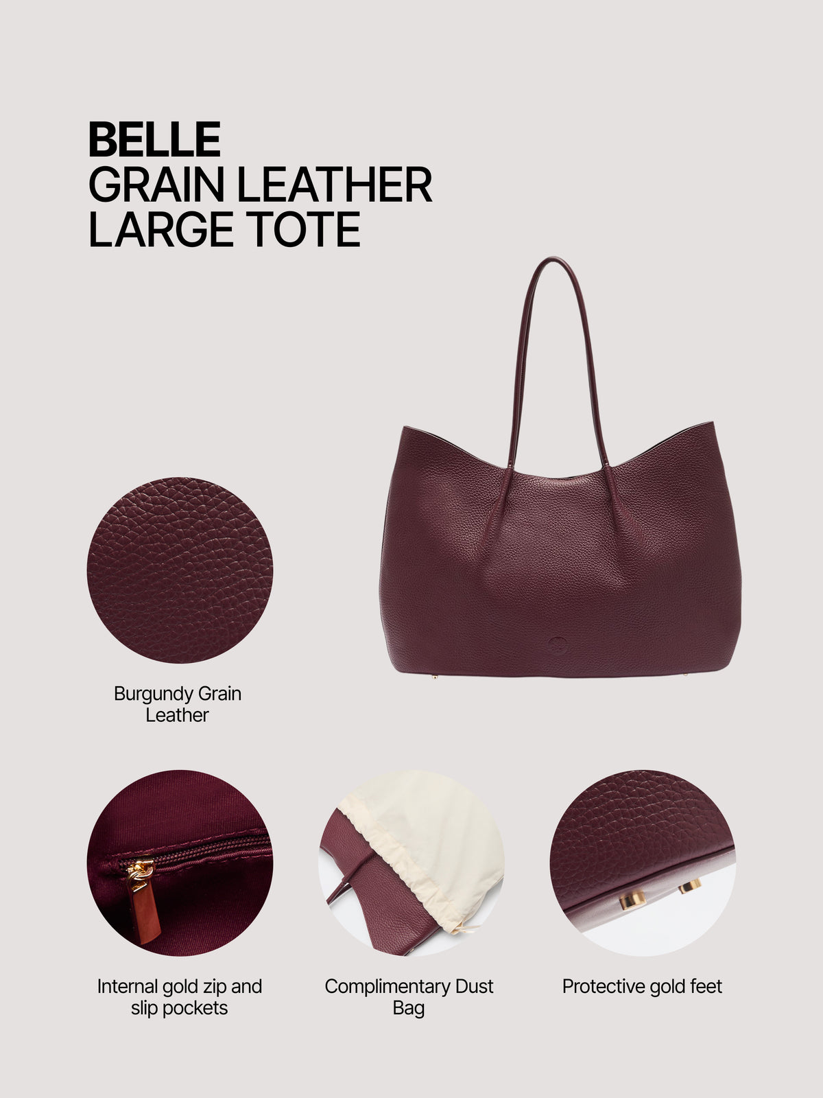 Pome Luxe Belle Grain Leather Large Tote