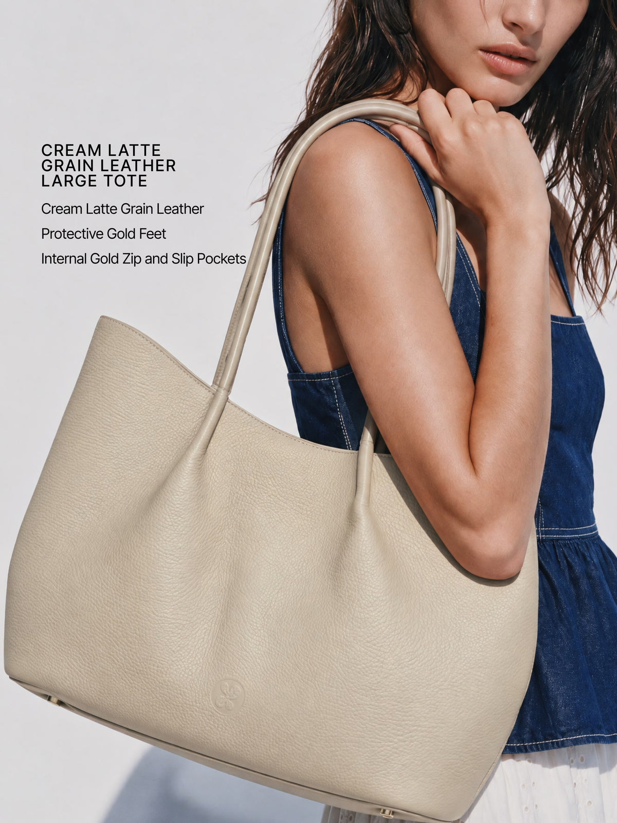 Belle Grain Leather Large Tote