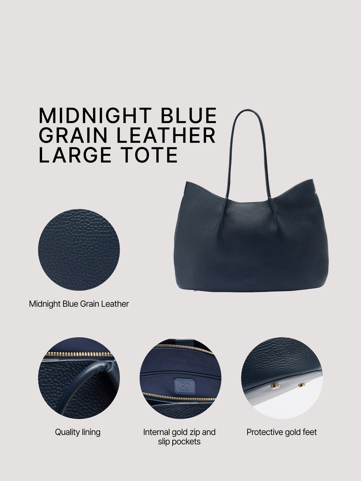 Belle Grain Leather Large Tote