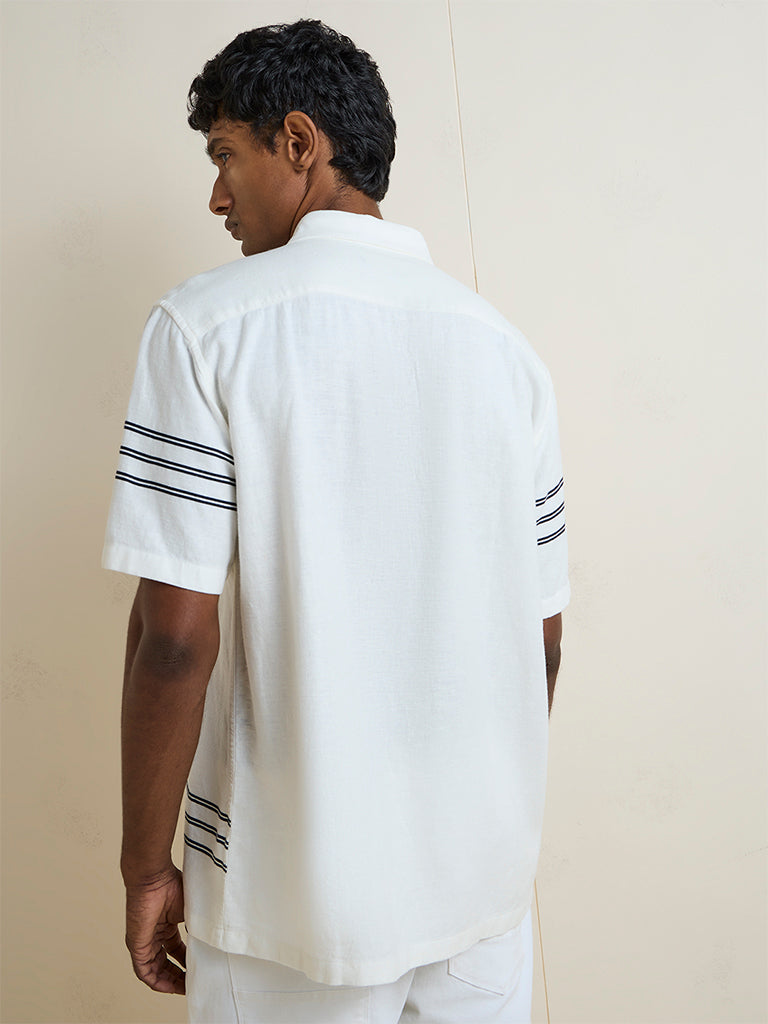 Ascot Off-White Geometric Printed Relaxed-Fit Shirt