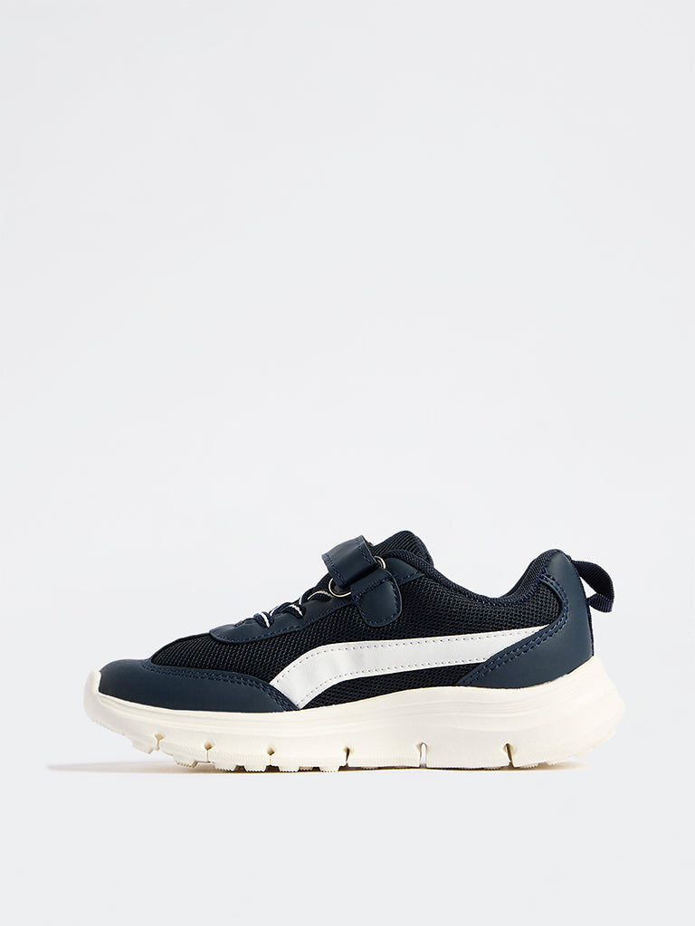 Yellow Navy Mesh Detailed Lace-Up Sneakers