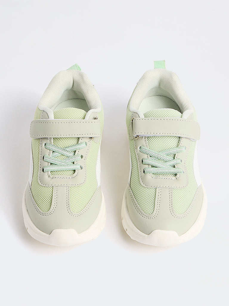 Yellow Sage Mesh Detailed Lace-Up Sneakers