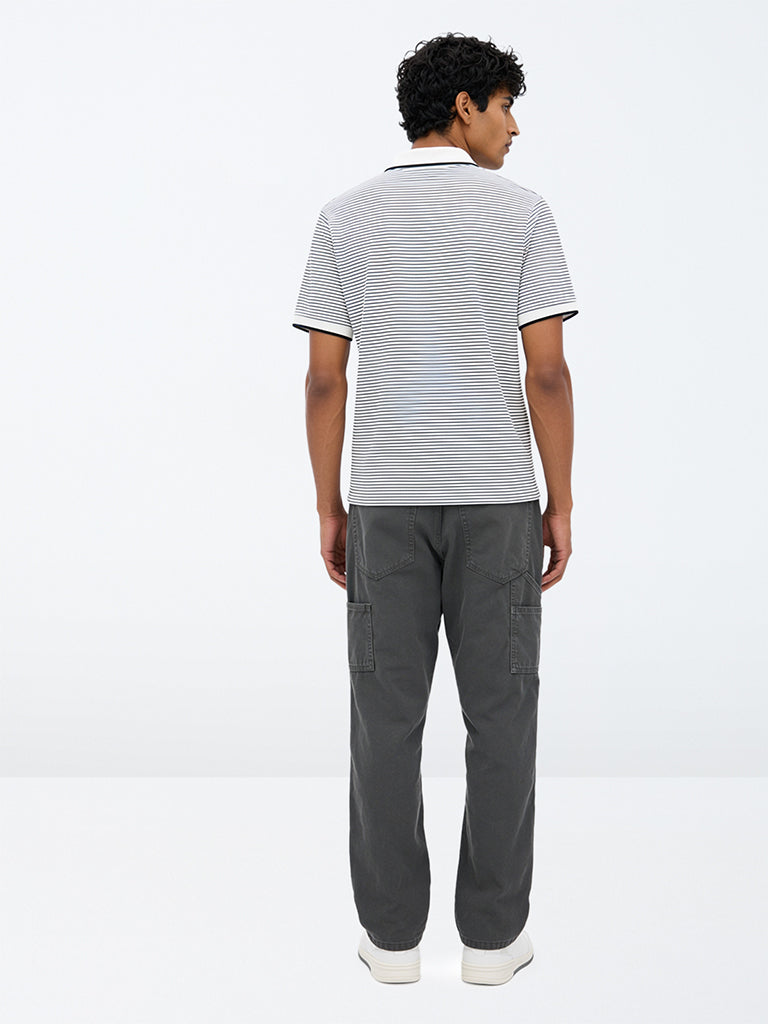 WES Casuals Charcoal Relaxed-Fit Mid-Rise Jeans