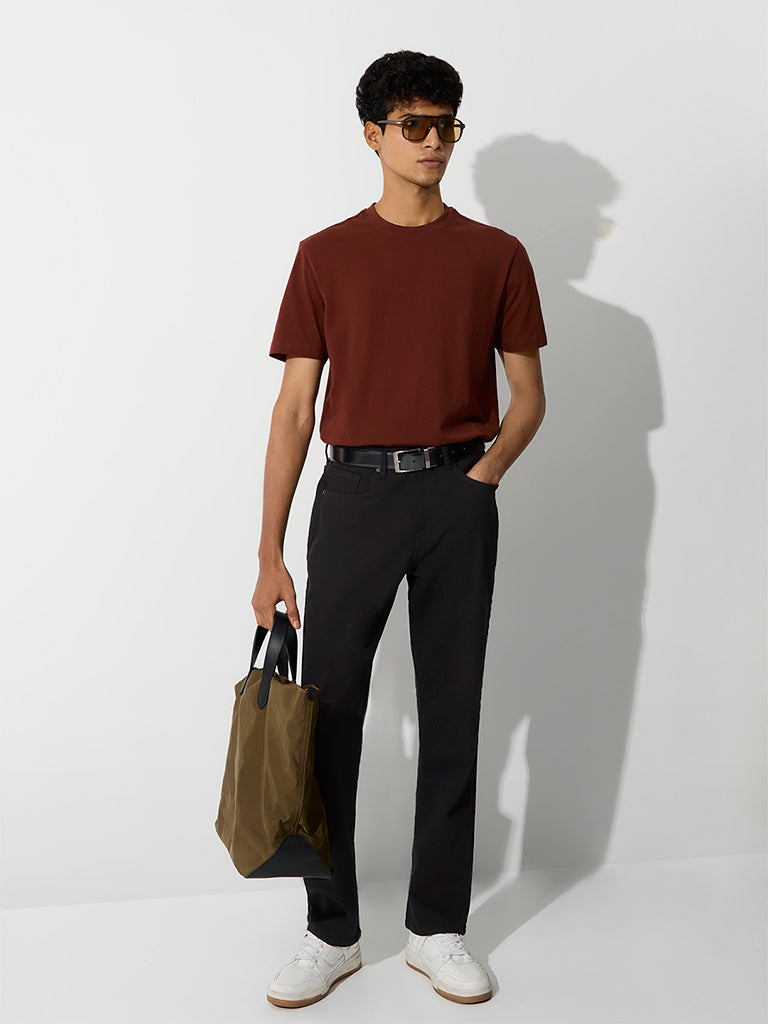 WES Casuals Rust Relaxed-Fit Cotton T-Shirt
