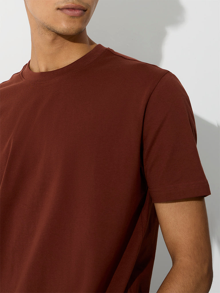 WES Casuals Rust Relaxed-Fit Cotton T-Shirt