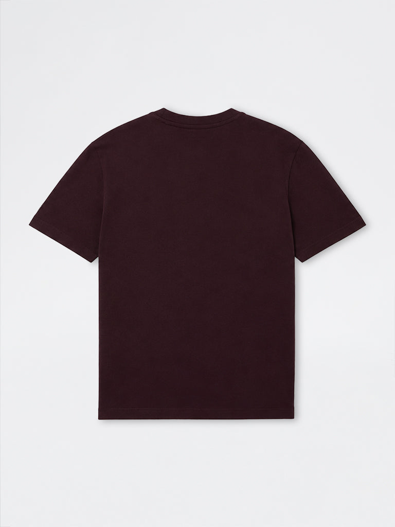 WES Casuals Wine Solid Relaxed-Fit Cotton T-Shirt