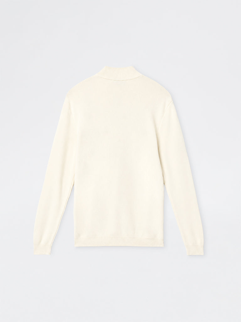 WES Formals Cream Knit-Textured Quarter-Zip Slim-Fit Sweater