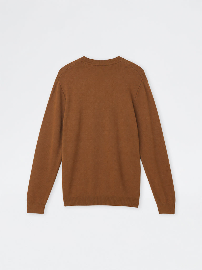 WES Formals Tan Solid Slim-Fit Sweater