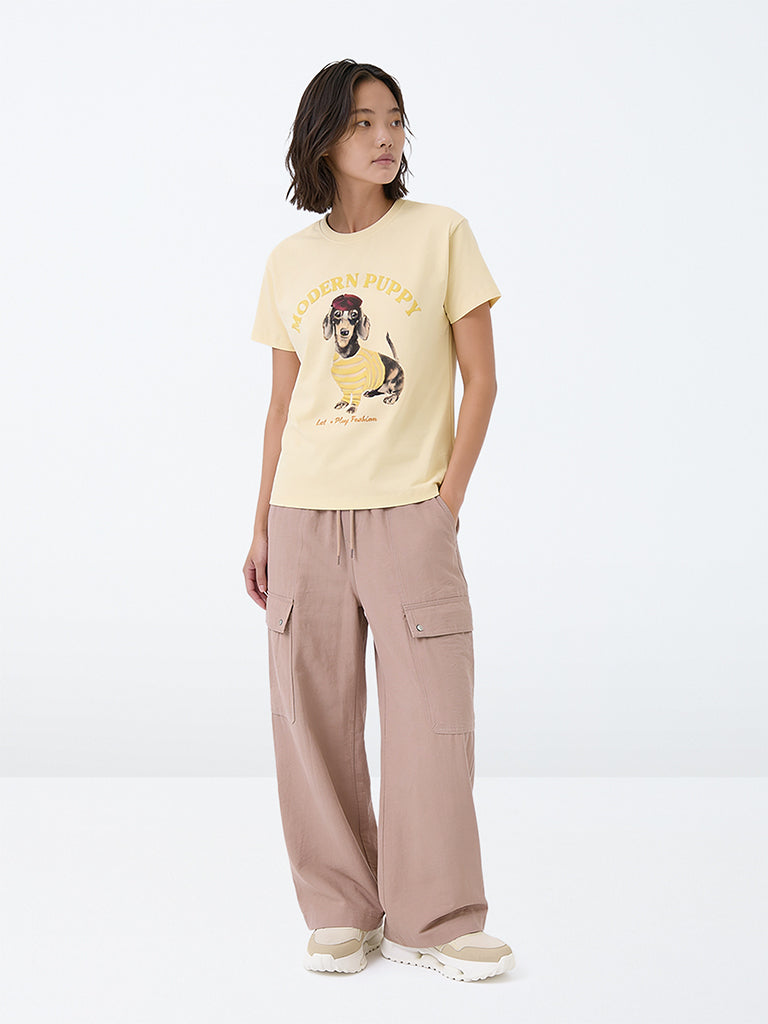 Girls Dusty Pink Cargo-Style High-Rise Trousers