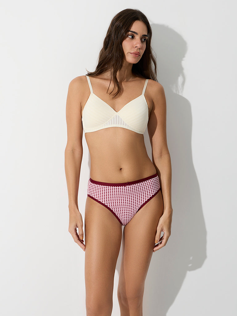 Wunderlove 3 - Pack Checkered Cotton-Blend Hi-Leg Briefs