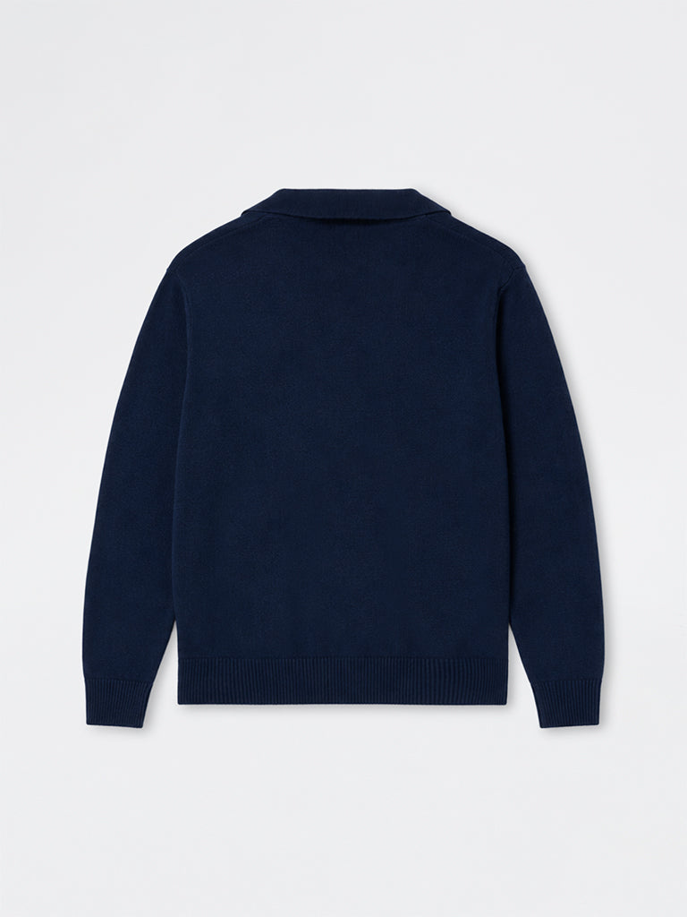WES Casuals Navy Solid Relaxed-Fit Sweater