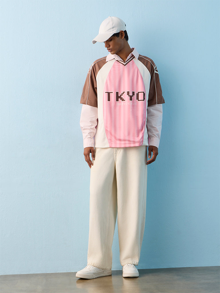 Nuon Pink Text-Printed Oversized T-Shirt
