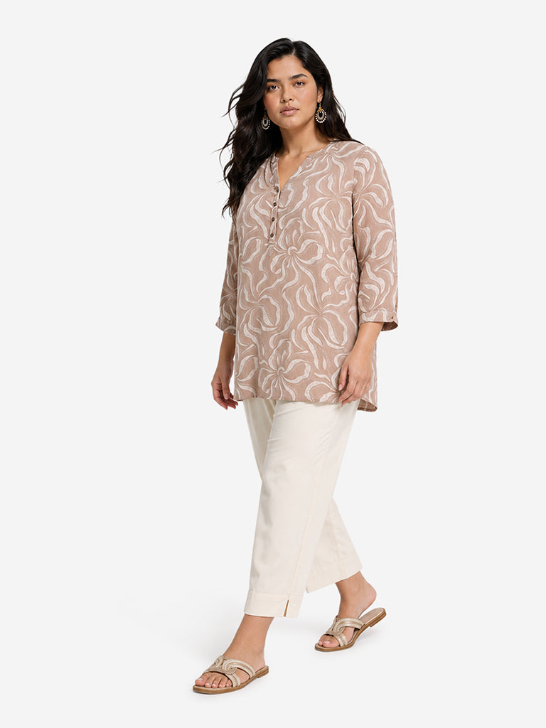 Diza Taupe Floral Printed Tunic